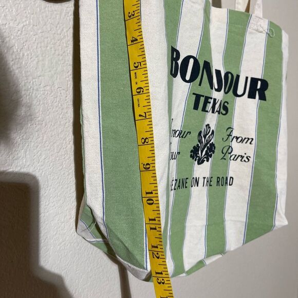 Sezane Green and Cream Striped Tote Bag - Picture 5 of 6